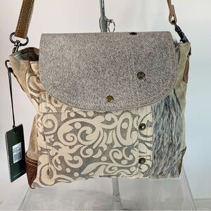 Myra Bag Factual Upcycled Canvas & Cowhide Messenger Bag S-1487